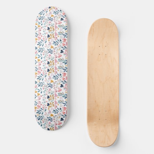 Corações em aquarela persoonlijk skateboard (Voorkant)