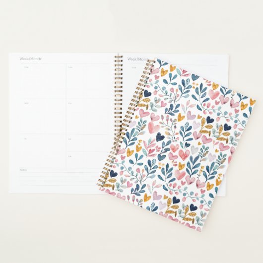 Corações em aquarela planner (Display)