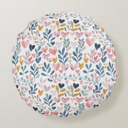 Corações em aquarela rond kussen (Achterkant)