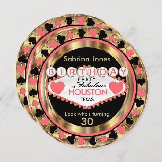 Coral 00th Birthday Party - DIY City & State Kaart (Voorkant / Achterkant)