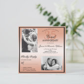 Coral 35th Wedding Jubileum Dubbele Foto Kaart (Staand voorkant)
