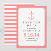 Coral Anchor Wedding Save the Date (Voorkant / Achterkant)