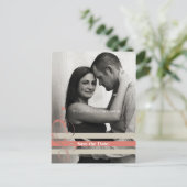 Coral and beige Floral Bars Wedding SAve the Date Aankondigingskaart (Staand voorkant)