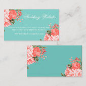 Coral and Blauwgroen Wedding Flower - Wedding Webs Informatiekaartje (Voorkant / Achterkant)