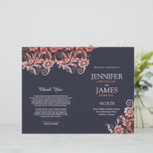 Coral and Blue Blooming Elegance Wedding Programs (Staand voorkant)