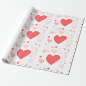 Coral and Blush scattered hearts  Cadeaupapier (Uitgerold)
