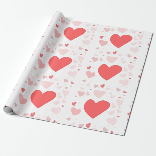 Coral and Blush scattered hearts  Cadeaupapier (Uitgerold)