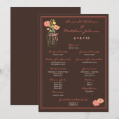 Coral and Brown Mason Jar Wedding Programme Programmakaart (Voorkant / Achterkant)
