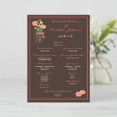 Coral and Brown Mason Jar Wedding Programme Programmakaart (Staand voorkant)