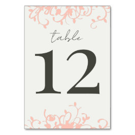 Coral and Cream Filigree Wedding Table Number Kaart