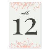Coral and Cream Filigree Wedding Table Number Kaart (Achterkant)