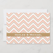 Coral and Gold Chevron Couples Wedding Shower Kaart (Achterkant)
