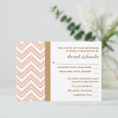 Coral and Gold Chevron Wedding RSVP-reactiekaarten RSVP Kaartje (Staand voorkant)