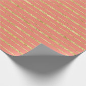 Coral and Gold Stripe Cadeaupapier (Hoek)