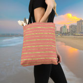 Coral and Gold Stripe Tote Bag