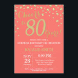 Coral and Gold Surprise 80th Birthday Diamond Kaart<br><div class="desc">Verrassend 80e verjaardag Uitnodiging met de achtergrond van Coral en Gold Glitter Diamond. Gold Confetti. Volwassen verjaardag. Mannelijke Mannen of vrouwen: Birthday. Voor verdere aanpassing,  te klikken gelieve de knoop "van de Aanpassing het"en ons ontwerphulpmiddel te gebruiken om deze sjabloon te wijzigen.</div>