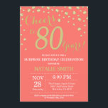 Coral and Gold Surprise 80th Birthday Diamond Kaart<br><div class="desc">Verrassend 80e verjaardag Uitnodiging met de achtergrond van Coral en Gold Glitter Diamond. Gold Confetti. Volwassen verjaardag. Mannelijke Mannen of vrouwen: Birthday. Voor verdere aanpassing,  te klikken gelieve de knoop "van de Aanpassing het"en ons ontwerphulpmiddel te gebruiken om deze sjabloon te wijzigen.</div>