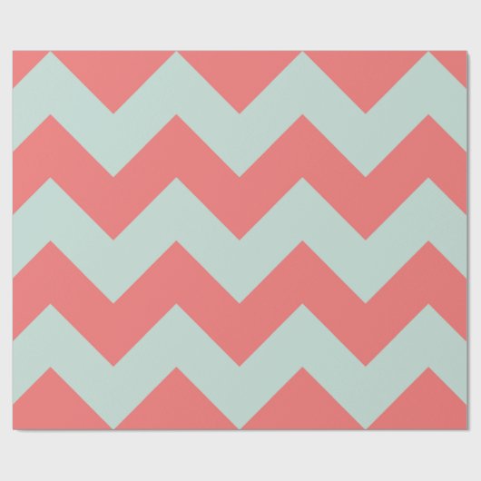 Coral and Mint Green Chevron Wrapping Paper Cadeaupapier (Vlak)