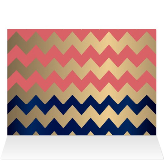 Coral and Navy Blue Gold Hearts - Hartelijk dank (Binnen Horizontaal (Boven))