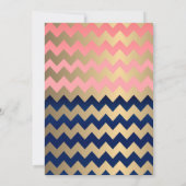 Coral and Navy Blue met Gold Hearts - Uitnodiging (Achterkant)