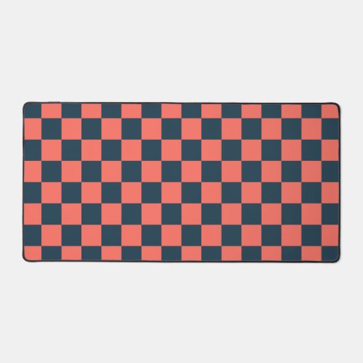 Coral and navy checkerboard pattern bureaumat (Voorkant)