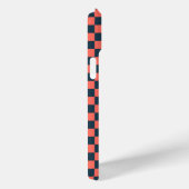 Coral and navy checkerboard pattern Case-Mate iPhone case (Achterkant / Rechts)