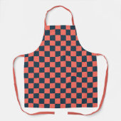 Coral and navy checkerboard pattern schort (Voorkant)