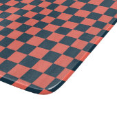 Coral and navy checkerboard pattern snijplank (Hoek)