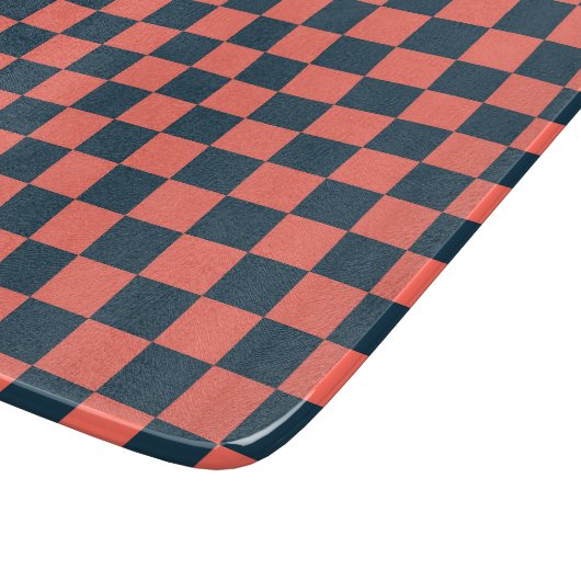 Coral and navy checkerboard pattern snijplank (Hoek)