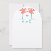 Coral and Neo Mint Beach Typografie Invite Kaart (Achterkant)