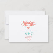 Coral and Turquoise Beach Typography Invite Kaart (Achterkant)