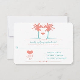 Coral and Turquoise Beach Typography Invite Kaart