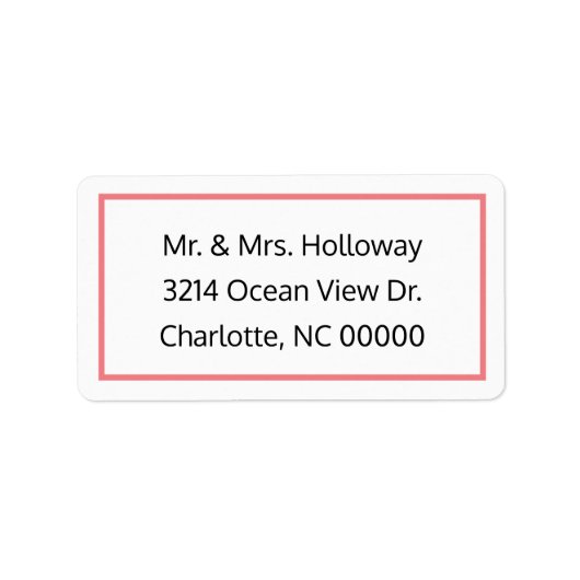 Coral and White RSVP Address Label (Voorkant)