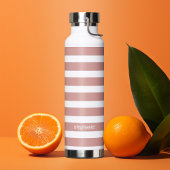 Coral and White Striped Pattern Aangepaste naam Waterfles