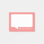 Coral and White Talk Bubble Persoonlijke naam Post-it® Notes (Voorkant)