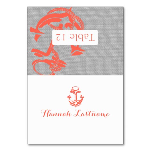Coral Anker Zitplaatskaart Kaart (Voorkant)