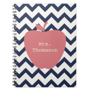 Coral Apple en Navy Chevron Teacher Notitieboek