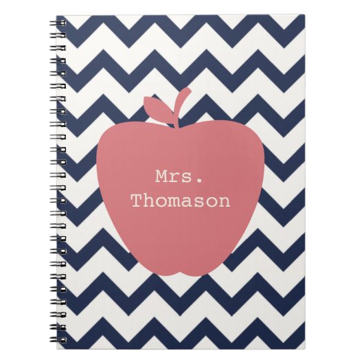 Coral Apple en Navy Chevron Teacher Notitieboek (Voorkant)