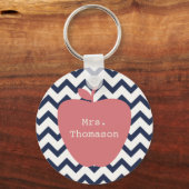 Coral Apple en Navy Chevron Teacher Sleutelhanger (Voorkant)