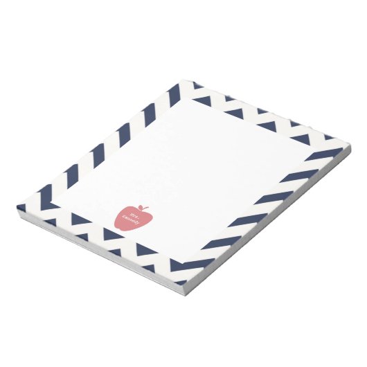 Coral Apple Navy Chevron Teacher Notitieblok (Linkerzijde)