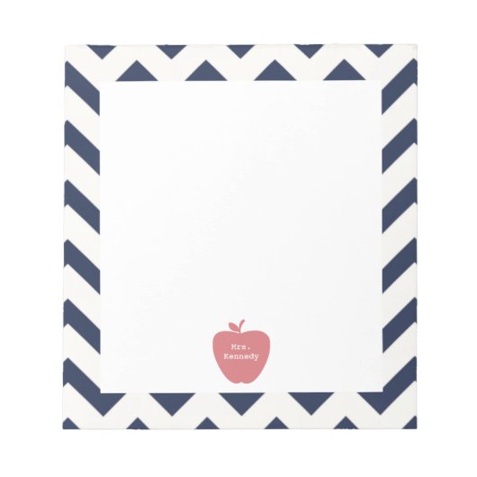 Coral Apple Navy Chevron Teacher Notitieblok (Voorkant)