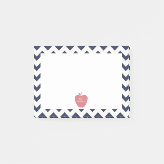 Coral Apple Navy Chevron Teacher Post-it® notes (Voorkant)