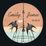 Coral & Aqua Bird Cage Wedding Magnet of Customize<br><div class="desc">Meer vogelkooien</div>