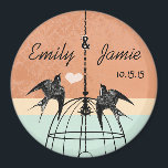 Coral & Aqua Bird Cage Wedding Magnet of Customize<br><div class="desc">Meer vogelkooien</div>