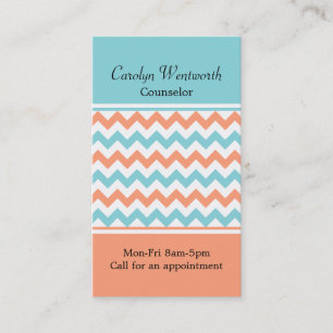 Coral & Aqua Chevron Aangepast Visitekaartje