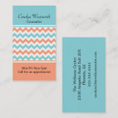 Coral & Aqua Chevron Aangepast Visitekaartje (Voorkant / Achterkant)