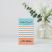 Coral & Aqua Chevron Aangepast Visitekaartje (Staand voorkant)