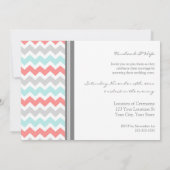Coral Aqua Chevron Wedding Vow Renewal Uitnodiging (Achterkant)