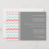 Coral Aqua Chevron Wedding Vow Renewal Uitnodiging (Achterkant)