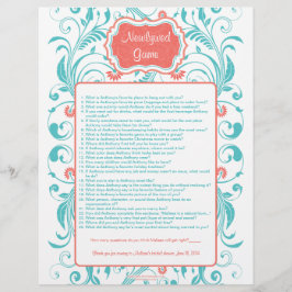 Coral Aqua Floral Pas getrouwd Game Vrijgezellenfe